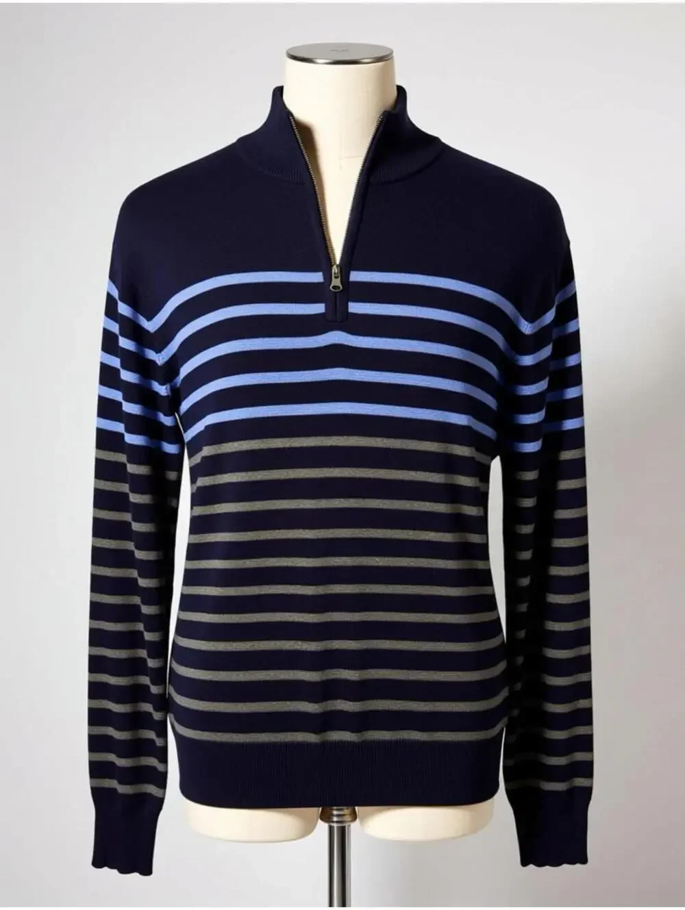 Park Slope Men's Striped Half-Zip Sweater Large